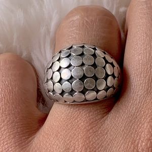 🌸 Handcrafted 925K Solid Sterling Silver Dotted Dome Ring Size 6